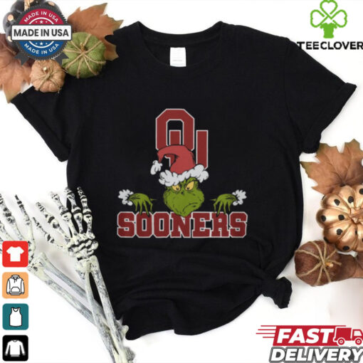 NCAA Oklahoma Sooners Logo Football Grinch Christmas T Shirt