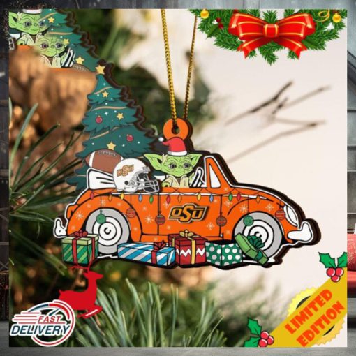 NCAA Oklahoma State Cowboys And Baby Yoda Christmas Ornament 2023 Christmas Tree Decorations