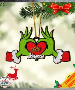 NCAA Oklahoma State Cowboys And Grinch Christmas Ornament Custom Your Name 2023 Christmas Tree Decorations