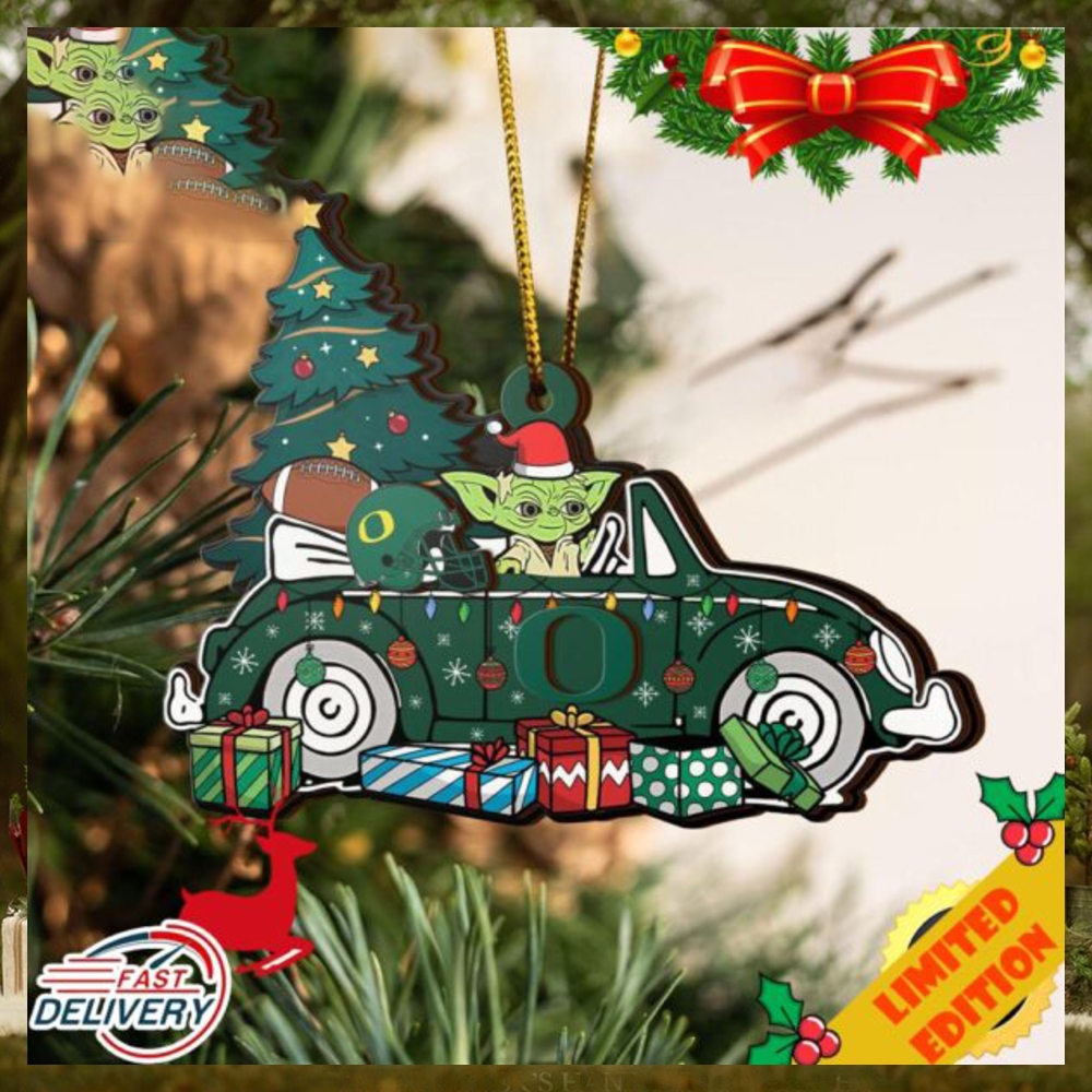 NCAA Oregon Ducks And Baby Yoda Christmas Ornament 2023 Christmas Tree Decorations NCAA Oregon Ducks And Baby Yoda Christmas Ornament 2023 Christmas Tree Decorations