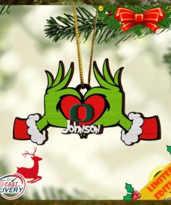 NCAA Oregon Ducks And Grinch Christmas Ornament Custom Your Name 2023 Christmas Tree Decorations