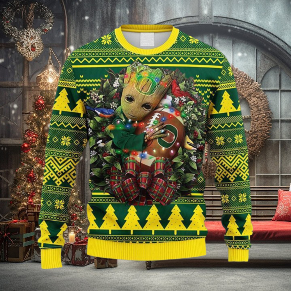NCAA Oregon Ducks Groot Hug Christmas Ugly 3D Sweater For Men And Women Gift Ugly Christmas NCAA Oregon Ducks Groot Hug Christmas Ugly 3D Sweater For Men And Women Gift Ugly Christmas