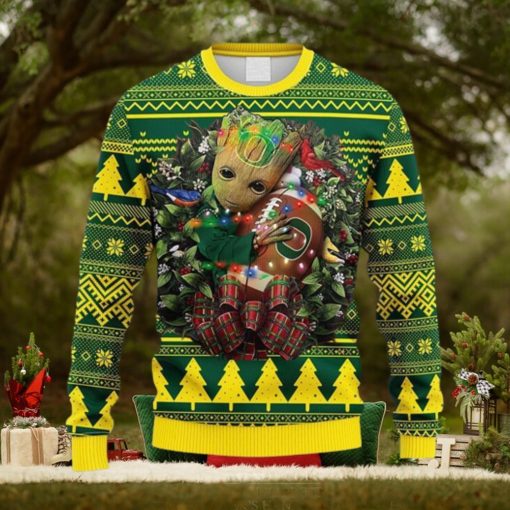 NCAA Oregon Ducks Groot Hug Christmas Ugly 3D Sweater For Men And Women Gift Ugly Christmas