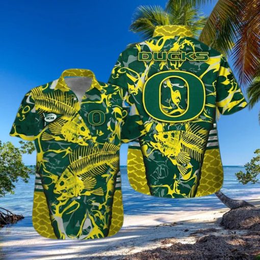 NCAA Oregon Ducks Hawaiian Shirt Fish Skeleton Gift For Him