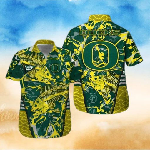 NCAA Oregon Ducks Hawaiian Shirt Fish Skeleton Gift For Him