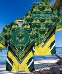 NCAA Oregon Ducks Hawaiian Shirt Palm Trees And Mountains Gift For Beach Trip