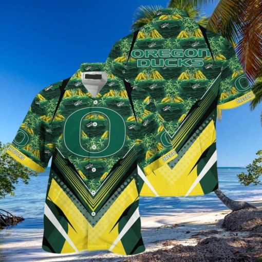 NCAA Oregon Ducks Hawaiian Shirt Palm Trees And Mountains Gift For Beach Trip