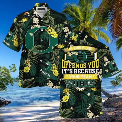 NCAA Oregon Ducks Hawaiian Shirt Tropical Aloha If This Flag Offends You