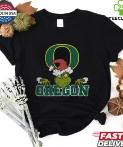 NCAA Oregon Ducks Logo Football Grinch Christmas T Shirt