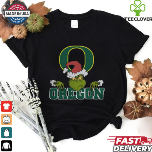 NCAA Oregon Ducks Logo Football Grinch Christmas T Shirt