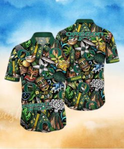 NCAA Oregon Ducks Tiki Hippie Hawaiian Shirt The Perfect Summer Vibe For FootBall Fans