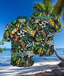 NCAA Oregon Ducks Tiki Hippie Hawaiian Shirt The Perfect Summer Vibe For FootBall Fans