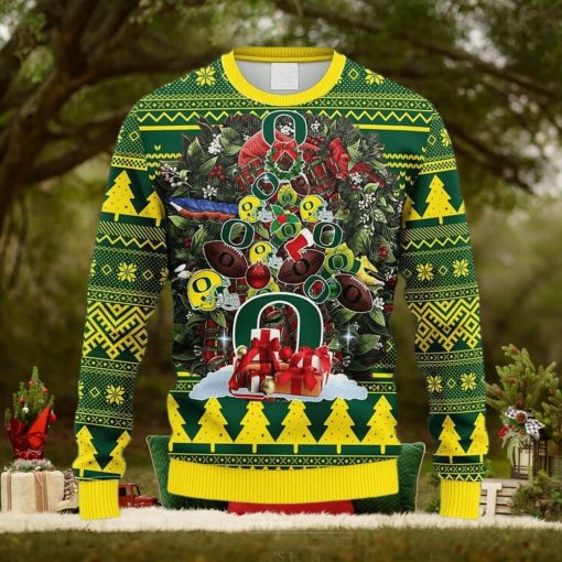 NCAA Oregon Ducks Tree Fleece 3D Sweater For Men And Women Gift Ugly Christmas