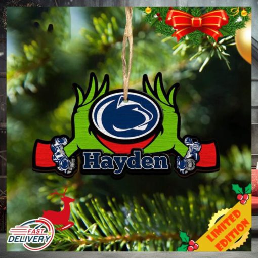 NCAA Penn State Nittany Lions Grinch Christmas Ornament Personalized Your Name 2023 Christmas Tree Decorations