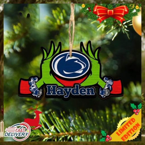 NCAA Penn State Nittany Lions Grinch Christmas Ornament Personalized Your Name 2023 Christmas Tree Decorations