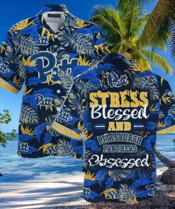 NCAA Pitt Panthers Hawaiian Shirt Tropical Leaves Stress Blessed Obsessed