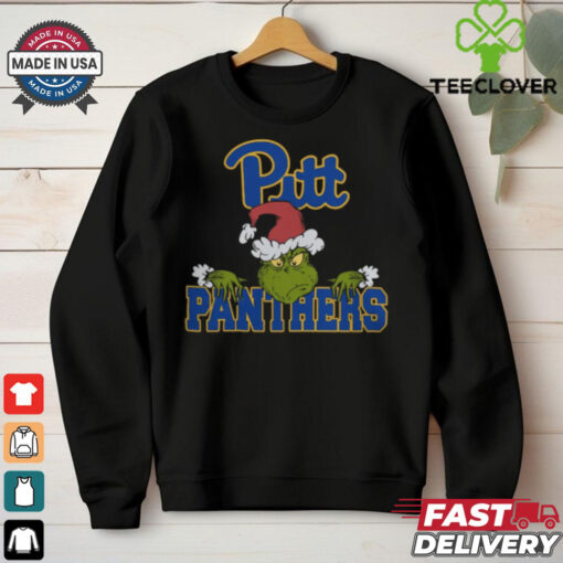 NCAA Pittsburgh Panthers Logo Football Grinch Christmas T Shirt