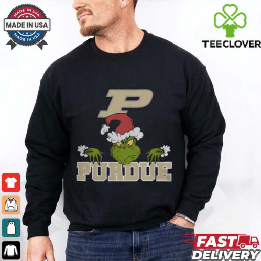 NCAA Purdue Boilermakers Logo Football Grinch Christmas T Shirt