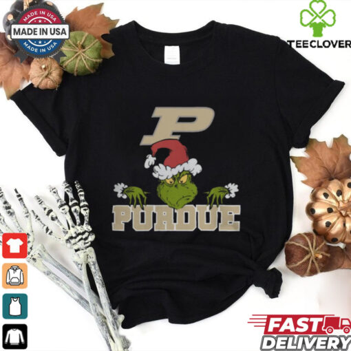 NCAA Purdue Boilermakers Logo Football Grinch Christmas T Shirt