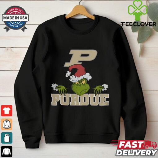 NCAA Purdue Boilermakers Logo Football Grinch Christmas T Shirt
