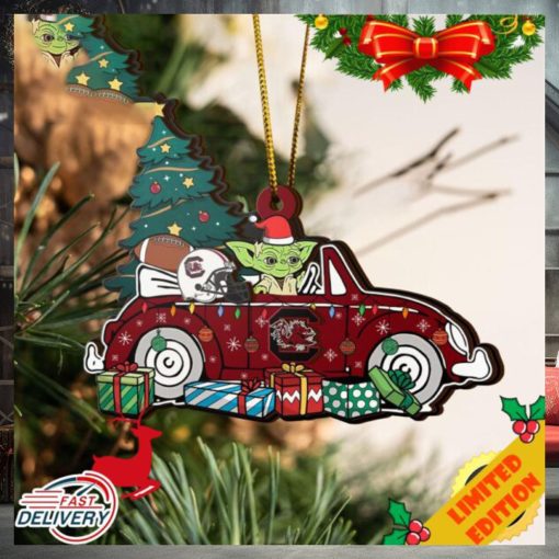 NCAA South Carolina Gamecocks And Baby Yoda Christmas Ornament 2023 Christmas Tree Decorations