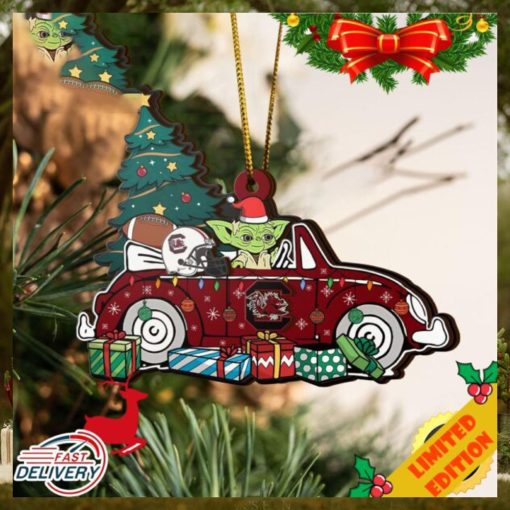 NCAA South Carolina Gamecocks And Baby Yoda Christmas Ornament 2023 Christmas Tree Decorations