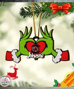 NCAA South Carolina Gamecocks And Grinch Christmas Ornament Custom Your Name 2023 Christmas Tree Decorations