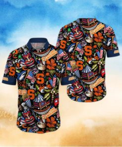 NCAA Syracuse Orange Flower Hawaii Shirt Summer Vibes For FootBall Fans