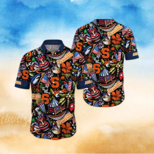 NCAA Syracuse Orange Flower Hawaii Shirt Summer Vibes For FootBall Fans