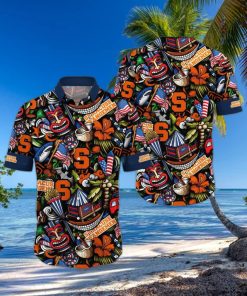 NCAA Syracuse Orange Flower Hawaii Shirt Summer Vibes For FootBall Fans