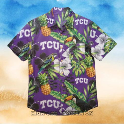NCAA TCU Horned Frogs Parrot Tropical Floral Hawaiian Shirt