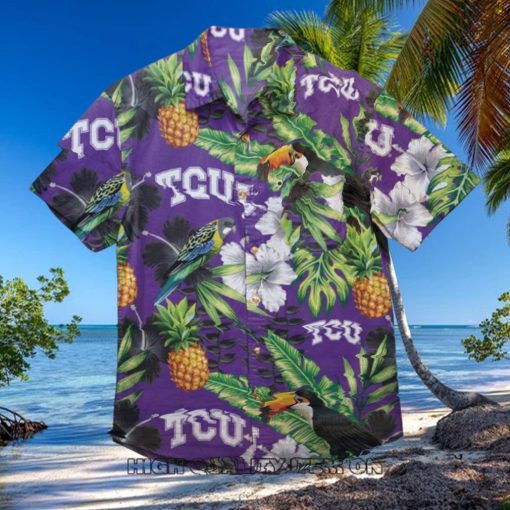 NCAA TCU Horned Frogs Parrot Tropical Floral Hawaiian Shirt