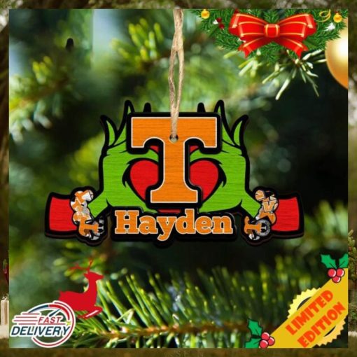 NCAA Tennessee Volunteers Grinch Christmas Ornament Personalized Your Name 2023 Christmas Tree Decorations