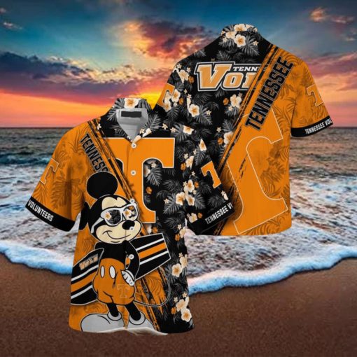 NCAA Tennessee Volunteers Hawaiian Shirt Mickey And Floral Pattern