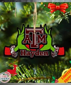 NCAA Texas AM Aggies Grinch Christmas Ornament Personalized Your Name 2023 Christmas Tree Decorations