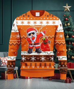 NCAA Texas Longhorns Dabbing Santa Claus Christmas Ugly 3D Sweater For Men And Women Gift Ugly Christmas