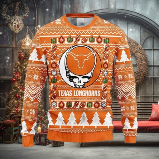 NCAA Texas Longhorns Grateful Dead Fleece 3D Sweater For Men And Women Gift Ugly Christmas