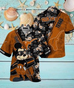 NCAA Texas Longhorns Hawaiian Shirt Mickey And Floral Pattern