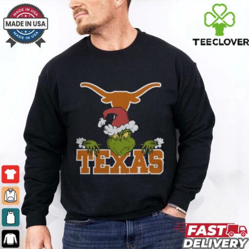 NCAA Texas Longhorns Logo Football Grinch Christmas T Shirt