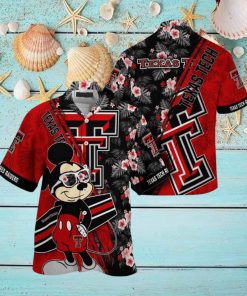 NCAA Texas Tech Red Raiders Hawaiian Shirt Mickey And Floral Pattern