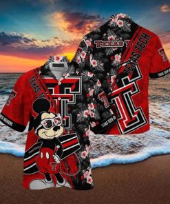 NCAA Texas Tech Red Raiders Hawaiian Shirt Mickey And Floral Pattern