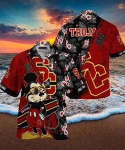 NCAA Usc Trojans Hawaiian Shirt Mickey And Floral Pattern