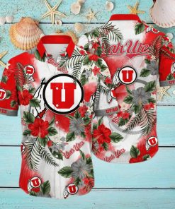 NCAA Utah Utes Hawaiian Shirt Hibiscus Flowers Pattern hawaiian shirt