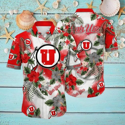 NCAA Utah Utes Hawaiian Shirt Hibiscus Flowers Pattern hawaiian hoodie, sweater, longsleeve, shirt v-neck, t-shirt