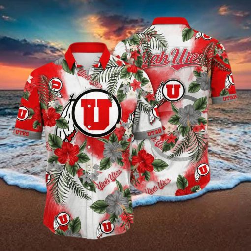 NCAA Utah Utes Hawaiian Shirt Hibiscus Flowers Pattern hawaiian hoodie, sweater, longsleeve, shirt v-neck, t-shirt