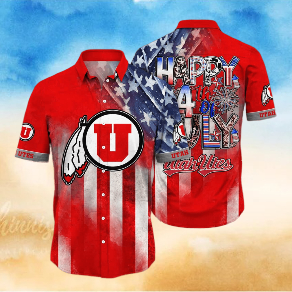 NCAA Utah Utes Hawaiian Shirt Independence Day Happy 4th Of July NCAA Utah Utes Hawaiian Shirt Independence Day Happy 4th Of July