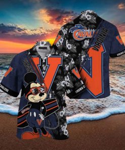 NCAA Virginia Cavaliers Hawaiian Shirt Mickey And Floral Pattern