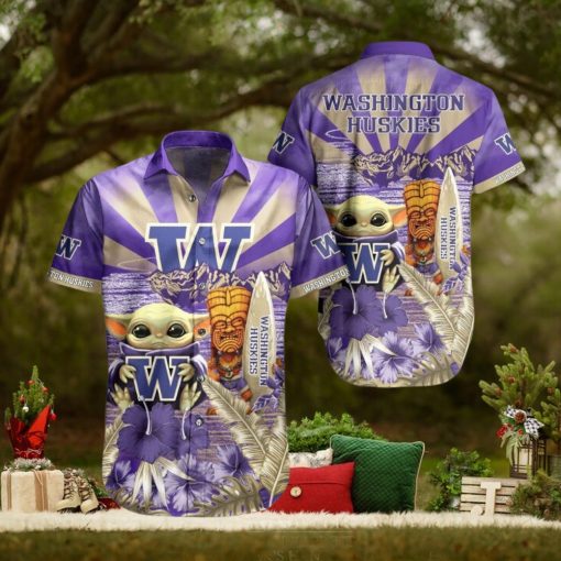 NCAA Washington Huskies Baby Yoda Hawaiian Shirt