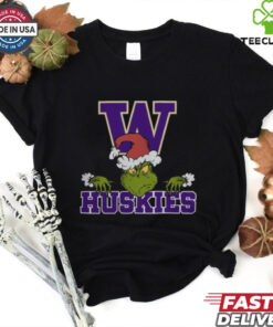 NCAA Washington Huskies Logo Football Grinch Christmas T Shirt