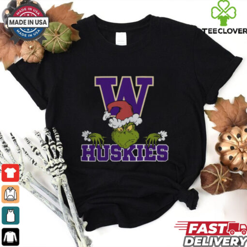 NCAA Washington Huskies Logo Football Grinch Christmas T Shirt